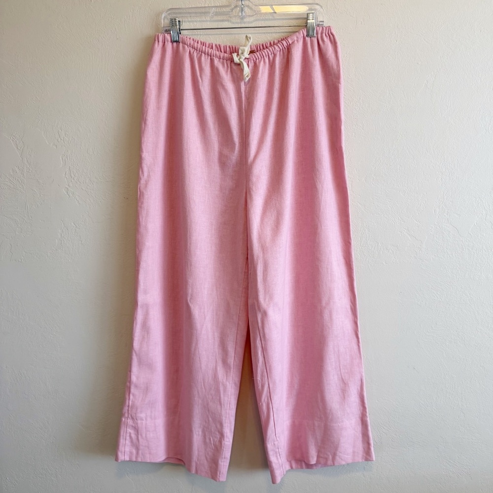 Relaxed Wide-Leg Drawstring Pants in Light Pink